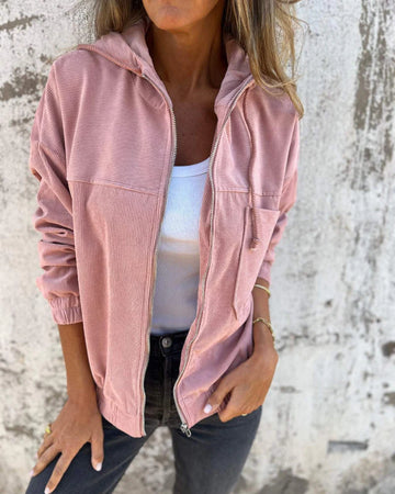 Corduroy zip-up hoodie