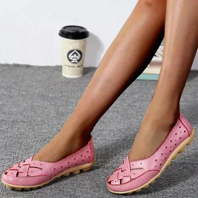 Serena - Orthopedic breathable leather moccasins