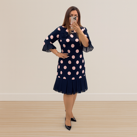 | Women's pleated polka dot dress
