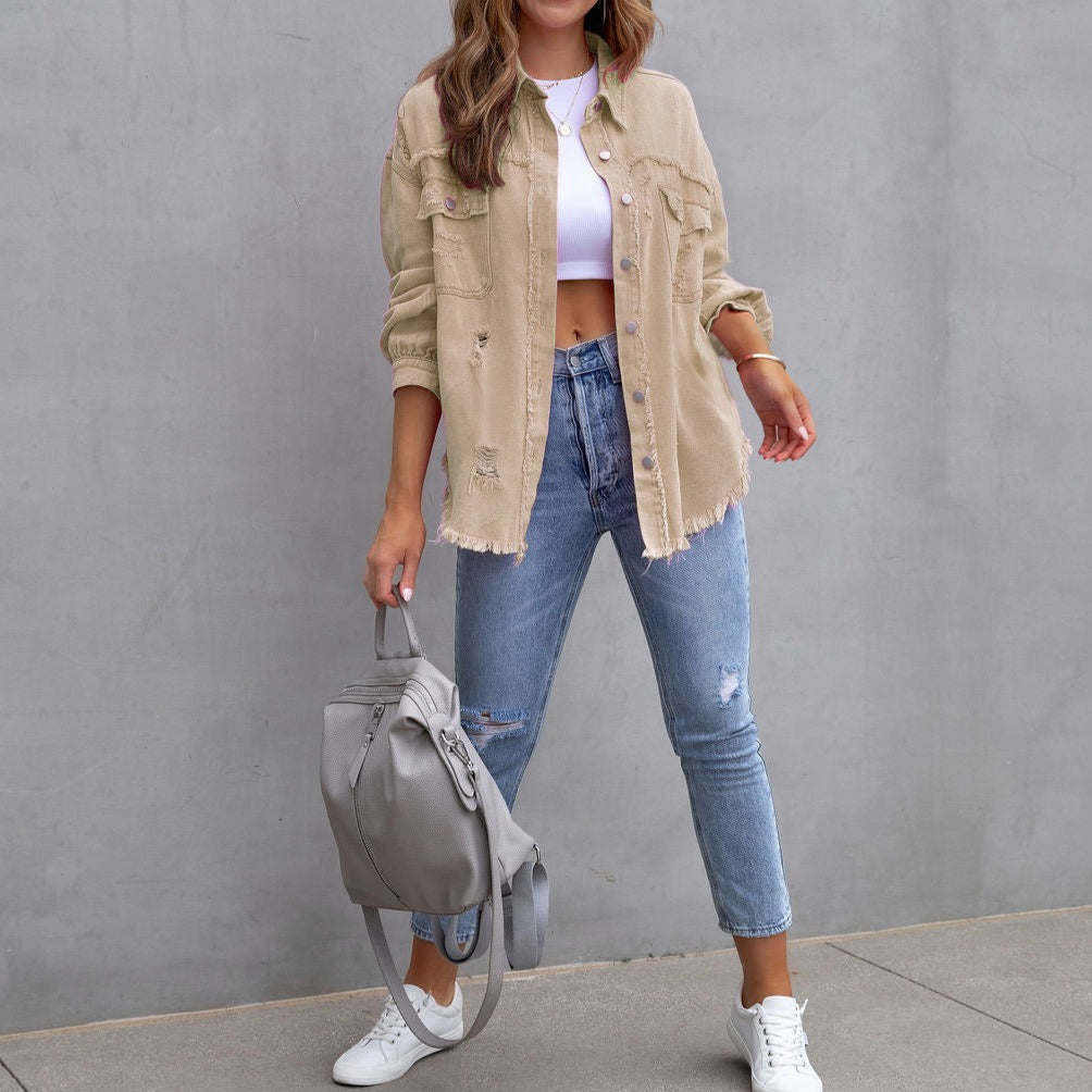 Jenny™ | Ripped Denim Jacket